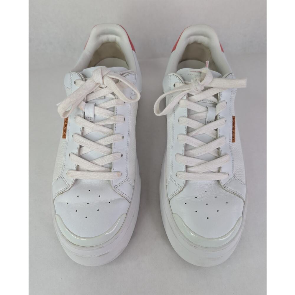 Tory Burch Ladybug Sneakers Clean Preppy East Coast White Pink Logo Size 11M - Picture 5 of 11